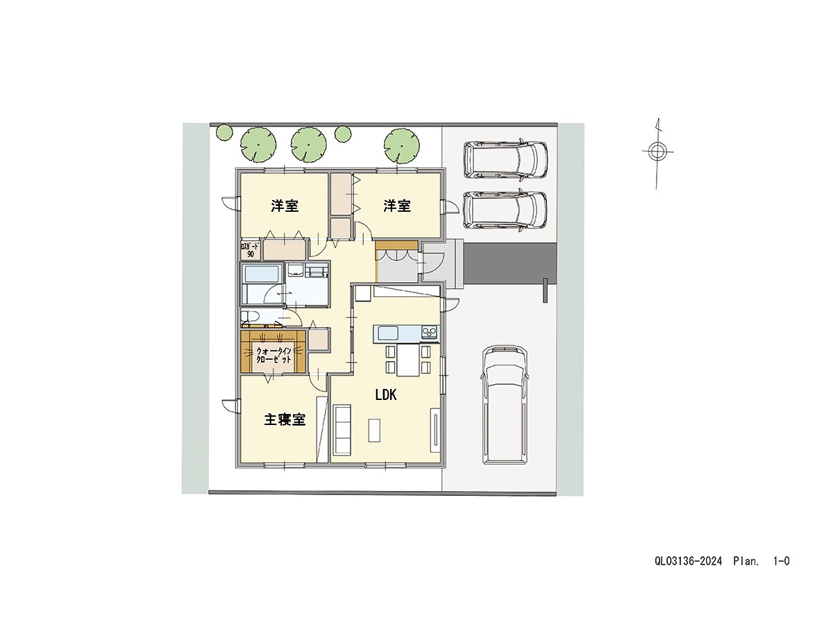 ふじと台６期 土地 区画番号No.東⑥北1-33 「コンパクトでも収納充実！平屋ならではの満足プラン」 <br>建物タイプ:ｉ－ｓｍｉｌｅⅡ/延床面積:96.3㎡(29.13坪) <br>建物本体価格(参考):2,177万円(税込み)<br>