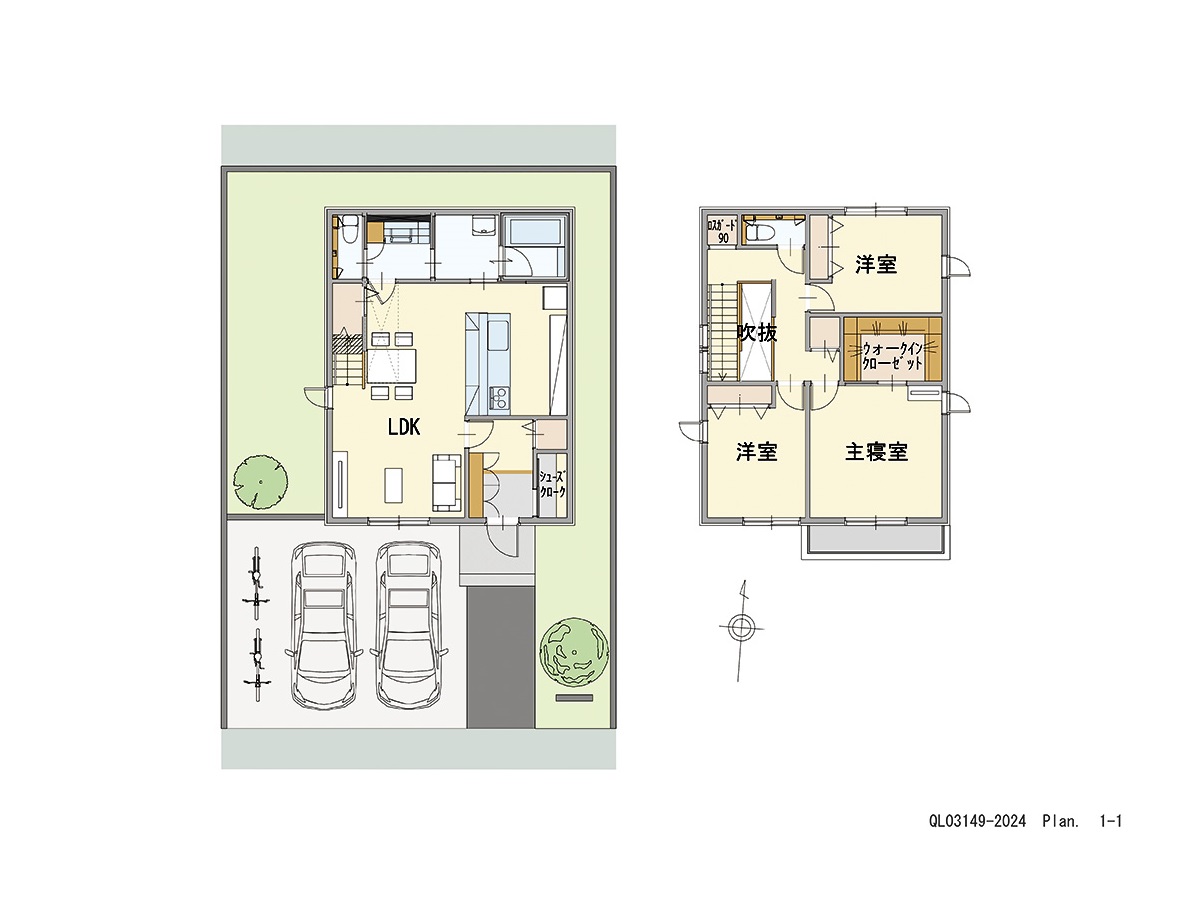 ふじと台６期 土地 区画番号No.東⑤南1-21 「動線スッキリのプラン」 <br>建物タイプ:ｉ－ｓｍｉｌｅⅡ/延床面積:103.34㎡(31.25坪) <br>建物本体価格(参考):2,120万円(税込み)<br>