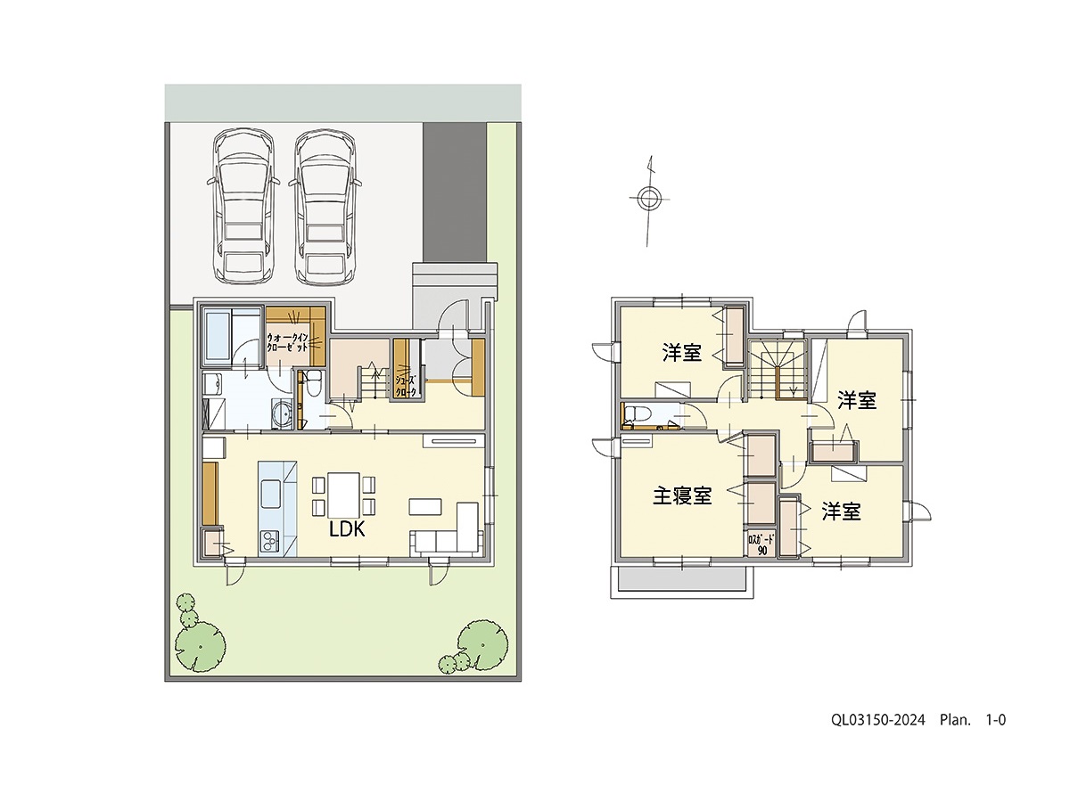 ふじと台６期 土地 区画番号No.東⑤南3-20 「家事動線楽々プラン！」 <br>建物タイプ:ｉ－ｓｍａｒｔⅡ/延床面積:112.54㎡(34.04坪) <br>建物本体価格(参考):2,730万円(税込み)<br>