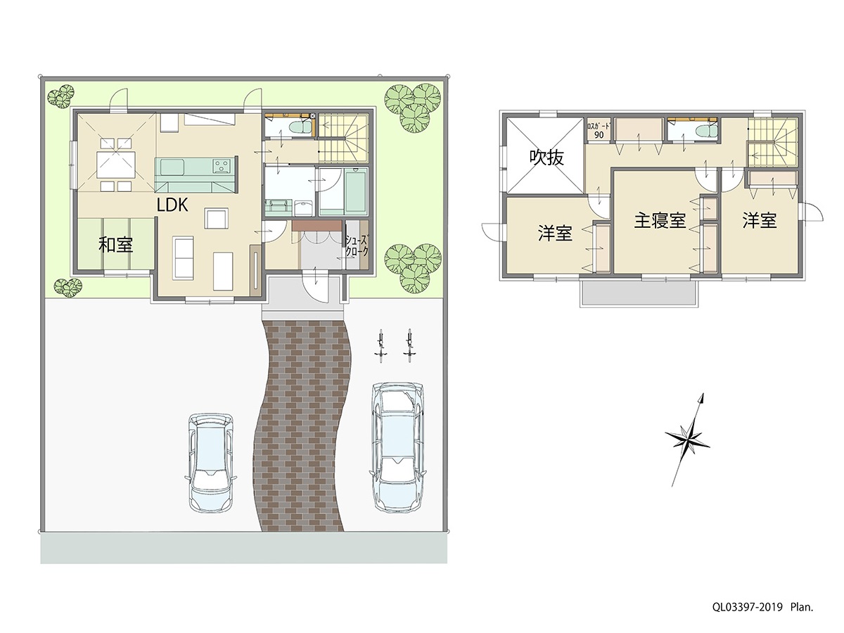 いわき市平幕ノ内　２期 土地 区画番号No.8街区4 「叶えたいが詰まった充実プラン」 <br>建物タイプ:ｉ－ｓｍｉｌｅⅡ/延床面積:106.65㎡(32.25坪) <br>建物本体価格(参考):2,218万円(税込み)<br>