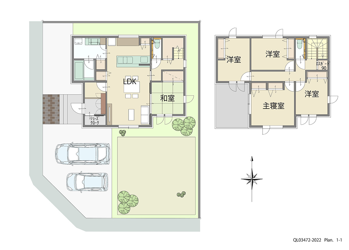 スマートタウン浜崎 土地 区画番号No.99 「忙しいご夫婦におすすめ！家事ラクプラン」 <br>建物タイプ:グラン・スマート/延床面積:115.94㎡(35.06坪) <br>建物本体価格(参考):2,927万円(税込み)<br>