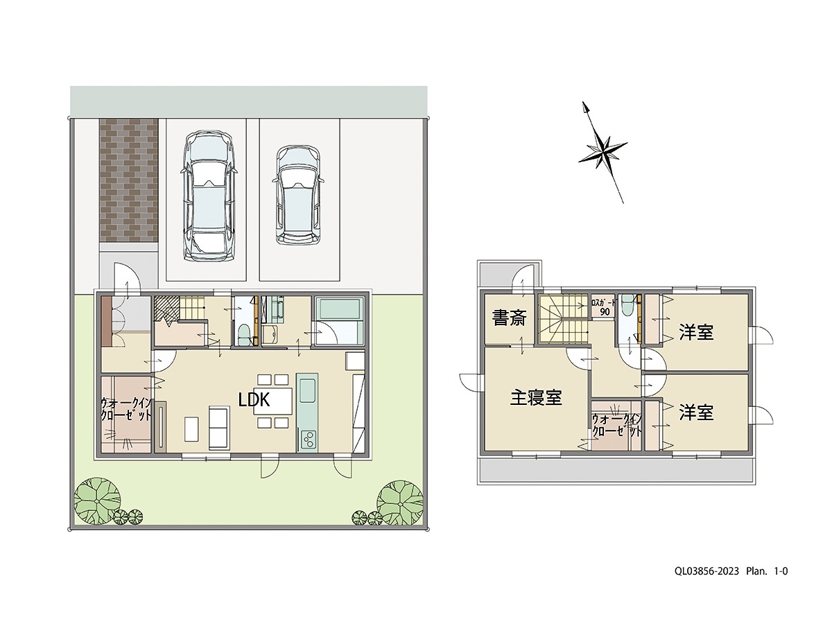 オアシスタウンやはば 土地 区画番号No.3(3-5) 「充実の収納！片付け好きになれるプラン」 <br>建物タイプ:ｉ－ｓｍｉｌｅⅡ/延床面積:100.86㎡(30.5坪) <br>建物本体価格(参考):2,102万円(税込み)<br>