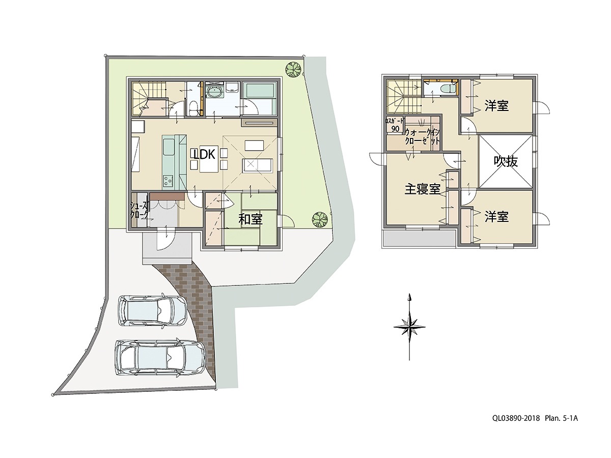 アイタウン大津区天満 土地 区画番号No.2 「陽射しが降り注ぐ明るいLDKプラン」 <br>建物タイプ:ｉ－ｓｍｉｌｅⅡ/延床面積:106.67㎡(32.26坪) <br>建物本体価格(参考):2,220万円(税込み)<br>