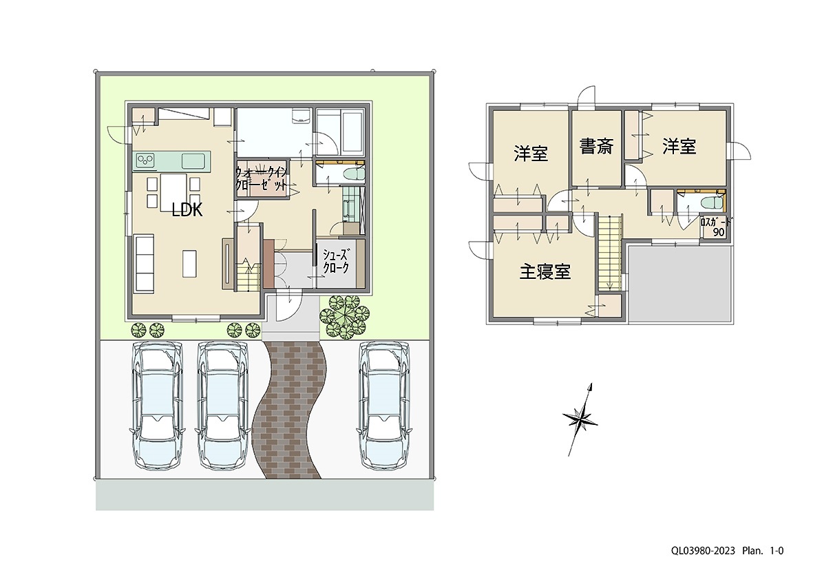 イイコトテラス鈴鹿市北玉垣町 土地 区画番号No.5 「あって良かった！が詰まった充実プラン」 <br>建物タイプ:ｉ－ｓｍｉｌｅⅡ/延床面積:107.57㎡(32.53坪) <br>建物本体価格(参考):2,244万円(税込み)<br>