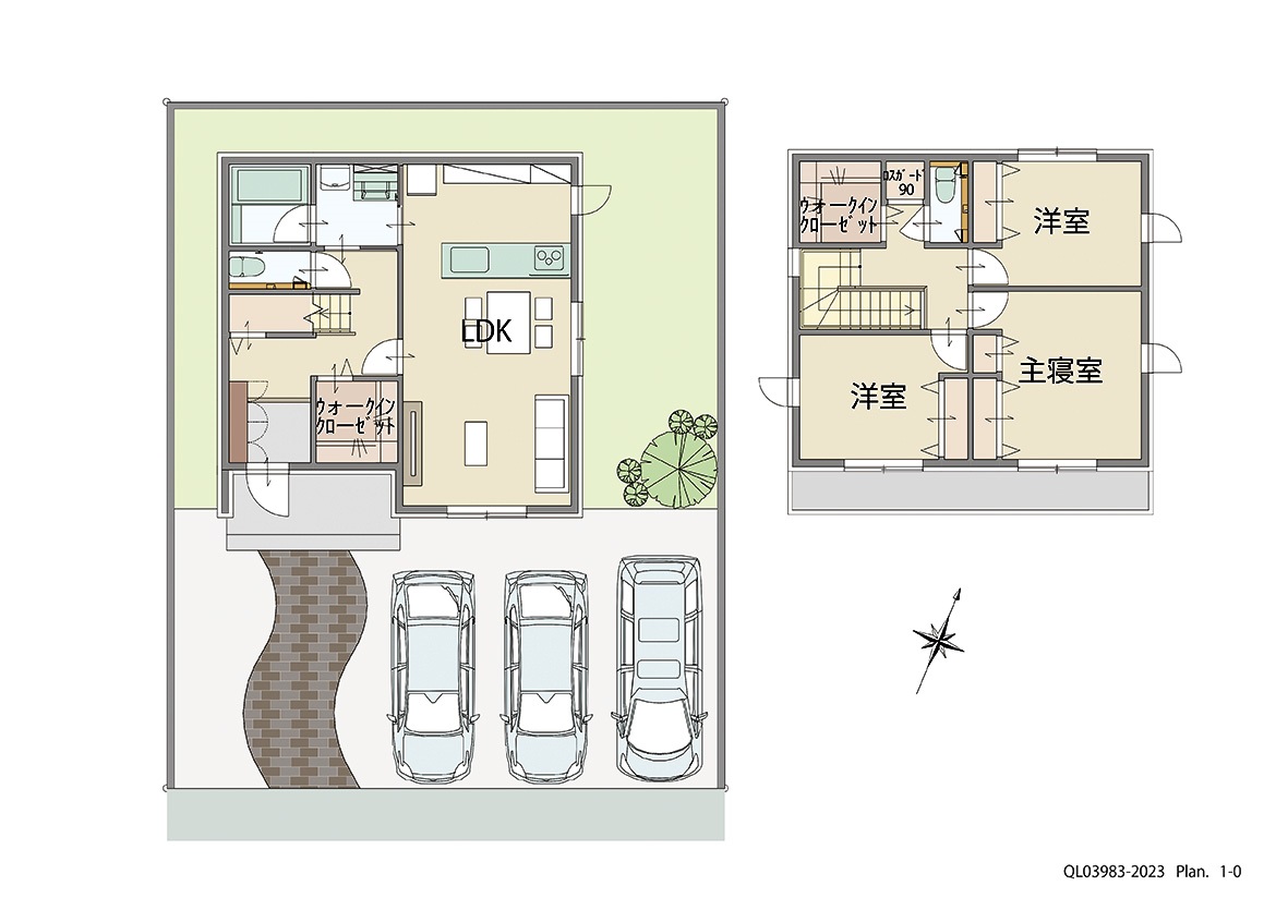 イイコトテラス鈴鹿市北玉垣町 土地 区画番号No.8 「広々リビングがおすすめのゆったり3LDKプラン」 <br>建物タイプ:ｉ－ｓｍｉｌｅⅡ/延床面積:97.5㎡(29.48坪) <br>建物本体価格(参考):2,069万円(税込み)<br>