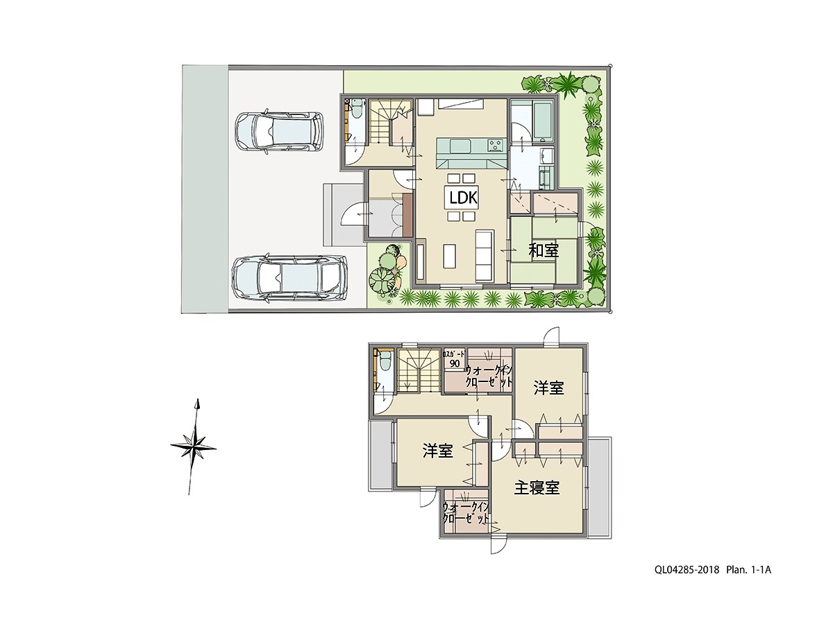 アイタウン西脇市野村町 土地 区画番号No.4 「LDKが家の中心！動線すっきりプラン」 <br>建物タイプ:ｉ－ｓｍｉｌｅⅡ/延床面積:109.28㎡(33.05坪) <br>建物本体価格(参考):2,219万円(税込み)<br>