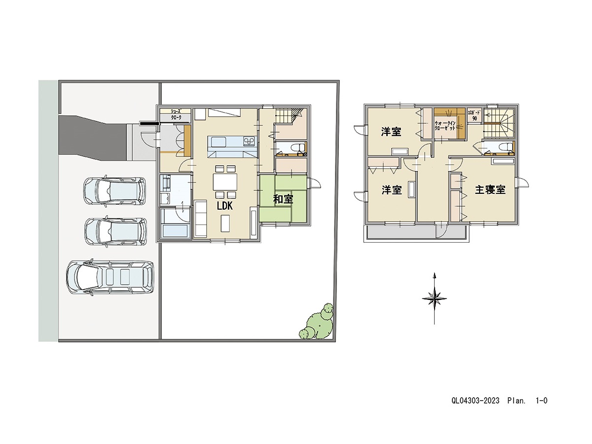 イイコトテラス下稲吉 土地 区画番号No.8 「キッチンから家族の様子を見守れる家」 <br>建物タイプ:ｉ－ｓｍｉｌｅⅡ/延床面積:110.84㎡(33.52坪) <br>建物本体価格(参考):2,243万円(税込み)<br>