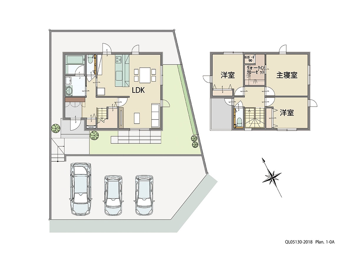 多治見市小名田町　天空の丘 土地 区画番号No.5 「叶えたいが詰まった充実プラン 」 <br>建物タイプ:ｉ－ｓｍｉｌｅⅡ/延床面積:99.19㎡(30坪) <br>建物本体価格(参考):2,024万円(税込み)<br>