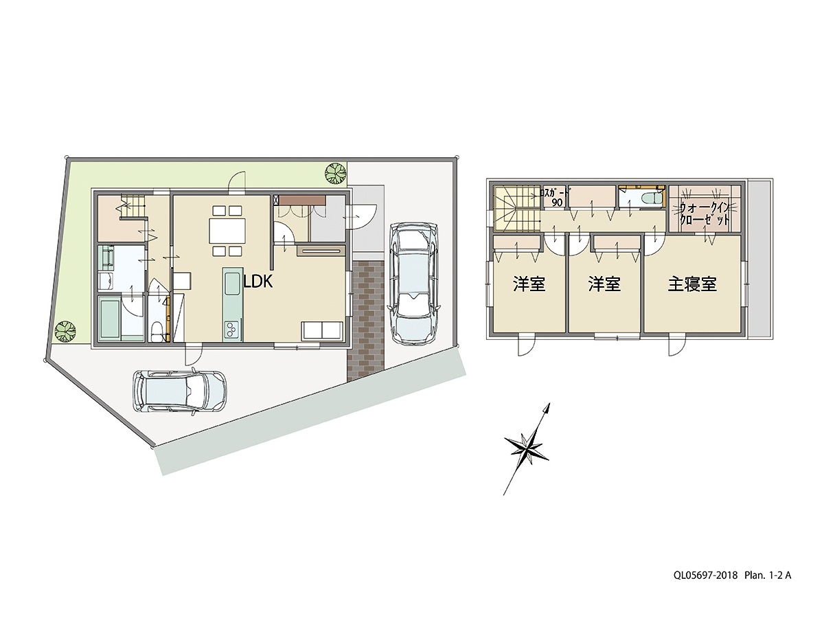 アイタウン荒井町小松原 土地 区画番号No.3 「LDKが家の中心！動線すっきりプラン」 <br>建物タイプ:ｉ－ｓｍｉｌｅⅡ/延床面積:100.86㎡(30.5坪) <br>建物本体価格(参考):2,056万円(税込み)<br>