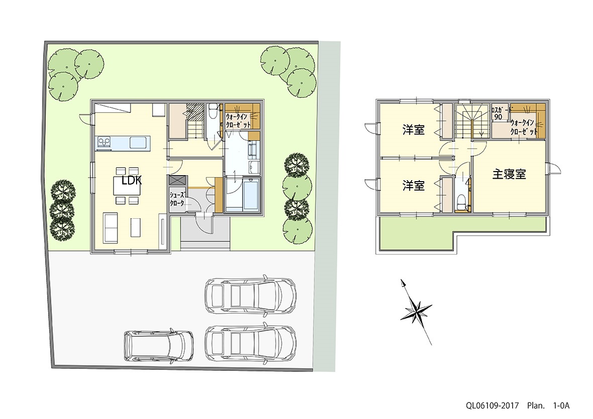 甲府市羽黒小東 土地 区画番号No.4 「収納充実！コンパクトプラン」 <br>建物タイプ:ｉ－ｓｍｉｌｅⅡ/延床面積:97.54㎡(29.49坪) <br>建物本体価格(参考):2,046万円(税込み)<br>