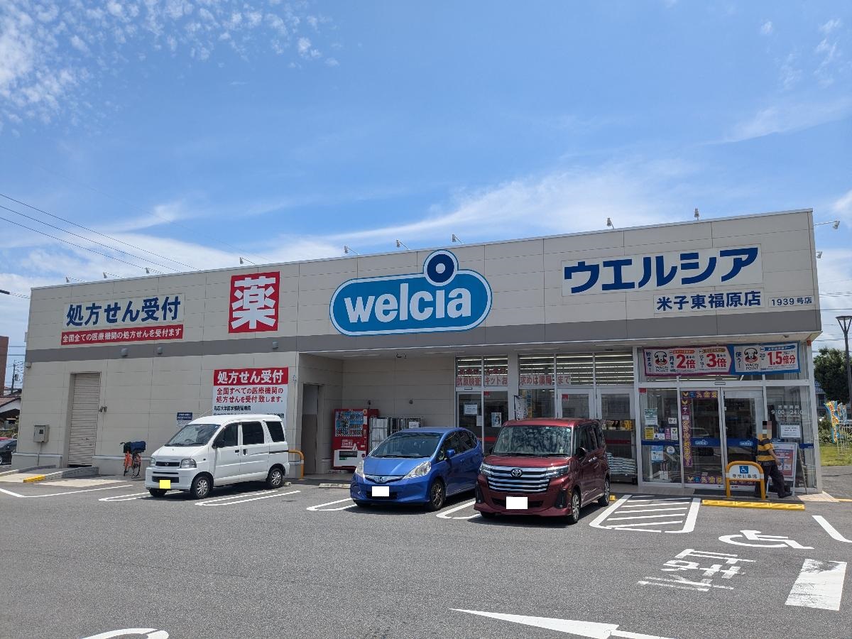 ウエルシア米子東福原店まで約800m（車で約5分）　徒歩で10分、車で5分のところにあるドラッグストアです。同敷地内にはTSUTAYA東福原店、タリーズ コーヒー東福原店もあります。