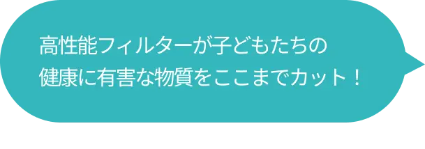 高性能フィルターが子どもたちの健康に有害な物質をここまでカット！