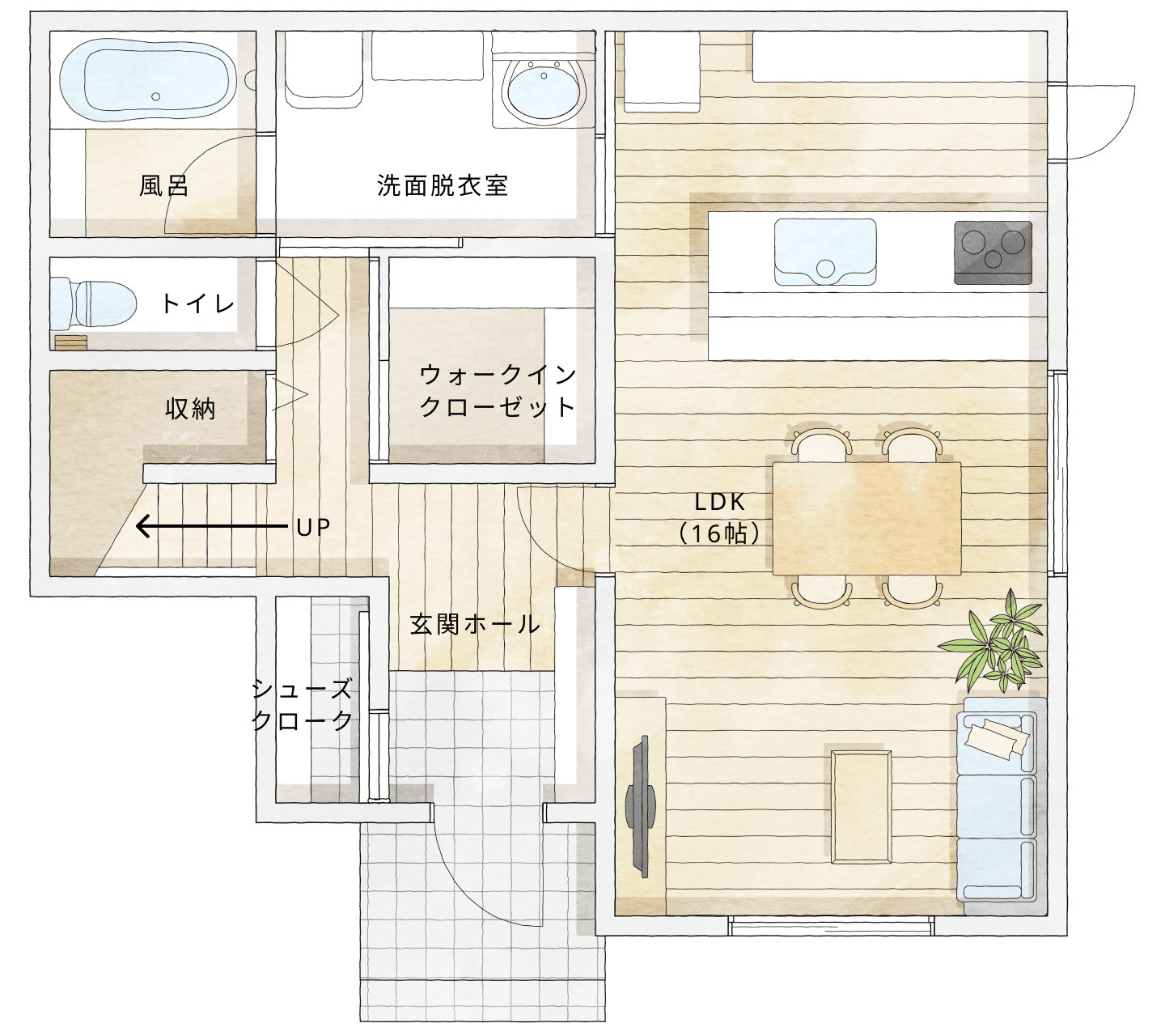 プラン1間取り図1階