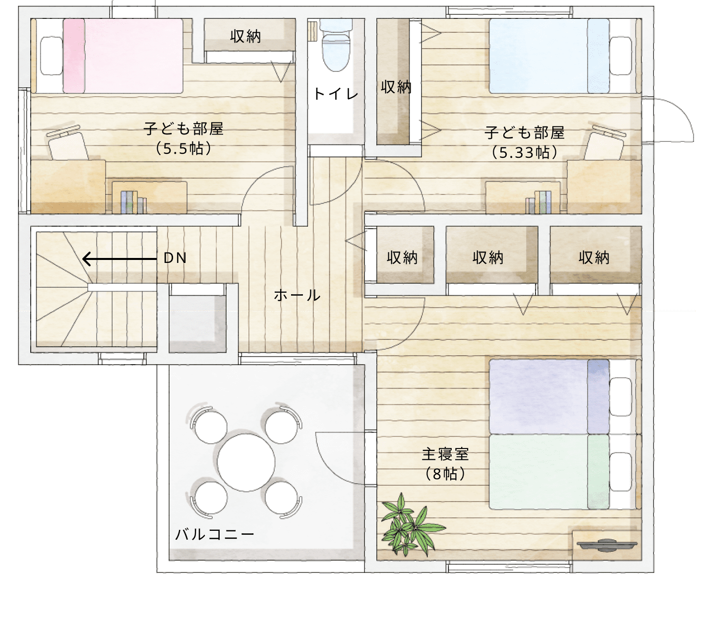 プラン1間取り図2階