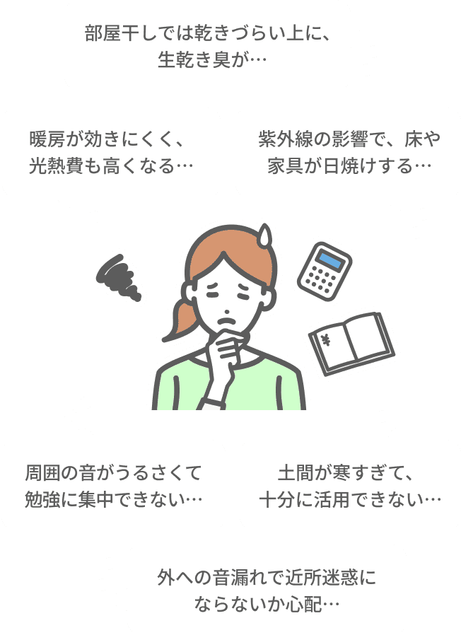 部屋干しでは乾きづらい上に、生乾き臭が…